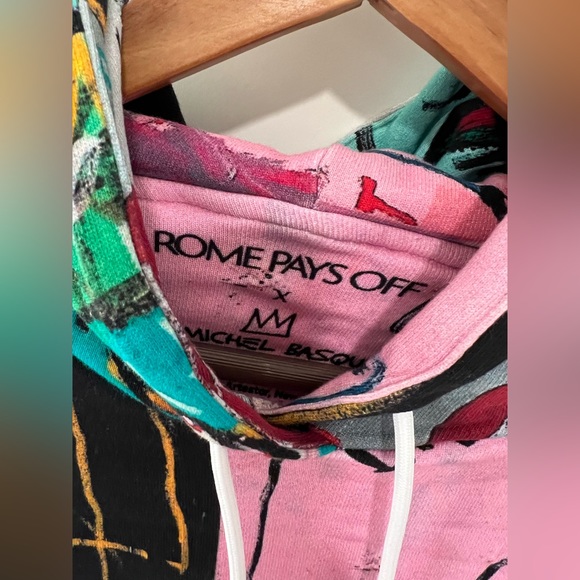 Jean-Michel Basquiat "In Italian" Hoodie x Rome Pays Off - Unisex Adult Medium - Picture 9 of 11
